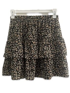 Black Floral Tiered Skirt